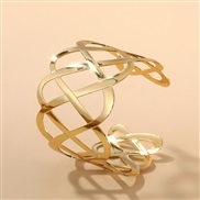 ( Gold)occidental style hollow exaggerating geometry Alloy bangle woman ins trend personality fitting