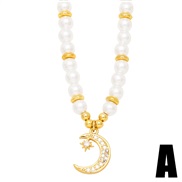 (A)ins wind Pearl necklace woman all-Purpose chain samll star Moon pendantnkb