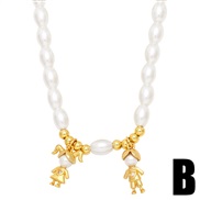 (B)ins wind Pearl necklace woman all-Purpose chain samll star Moon pendantnkb
