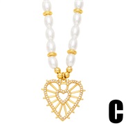(C)ins wind Pearl necklace woman all-Purpose chain samll star Moon pendantnkb
