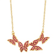 ( rose Red)butterfly necklace woman samll high clavicle chain occidental style wind temperament all-Purpose chainnkb