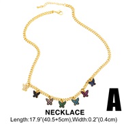 (A)occidental style trend necklace personality fully-jewelled butterfly chain chain sweater chain womannkb