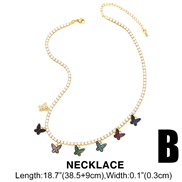(B)occidental style trend necklace personality fully-jewelled butterfly chain chain sweater chain womannkb