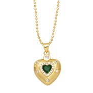 ( green)occidental style color zircon  fashion personalityI wind love pendant necklace woman clavicle chainnkb