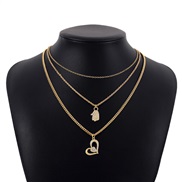 ( Gold)occidental style wind multilayer chain woman  love embed Metal personality sweet necklace