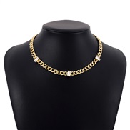 (gold +) samll geometry personality brief clavicle chain  wind Rhinestone Metal wind chain necklace