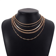 ( Gold) exaggerating multilayer necklace   occidental style wind personality samll clavicle chain woman