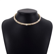 ( Gold+AB color)occidental style necklace  wind claw chain row diamond geometry elegant chain temperament creative fash