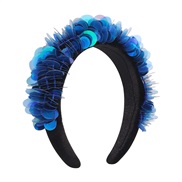 ( sapphire blue )F occidental style  exaggerating sequin Colorful Headband width personality personality Headband woman