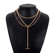 ( Gold)occidental style   brief twisted chain long style exaggerating necklace samll retro chain woman