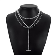 ( White K)occidental style   brief twisted chain long style exaggerating necklace samll retro chain woman