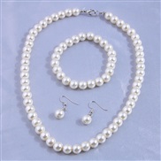 Korean style fashion concise Pearl temperament necklace bracelet earrings  set