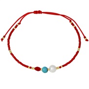 ( red)Europe fashionmiyuki samll beads bracelet woman handmade weave rope Pearl turquoise bangle