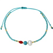 (B Y )Bohemian style multilayer blue bracelet woman retro beads turquoise weave children ethnic style