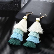 ( white) occidental style ethnic style long style color arring woman Bohemia personality multilayer tassel earrings