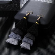 (grey ) occidental style ethnic style long style color arring woman Bohemia personality multilayer tassel earrings