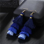 ( blue) occidental style ethnic style long style color arring woman Bohemia personality multilayer tassel earrings