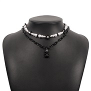 ( black)ethnic style beads chain woman  samll flowers brief wind samll retro necklace