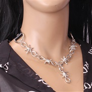 occidental style  punk Metal chain Peach heart pendant necklace  black windu Double layer clavicle chain