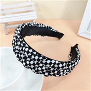 (black and white) high retro grid Headband  brief width  high-end Cloth weave