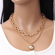 ( Gold necklace)occidental style fashion Metal love Double layer necklace  all-Purpose brief wind lady Peach heart clav