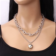 ( White K necklace)occidental style fashion Metal love Double layer necklace  all-Purpose brief wind lady Peach heart c