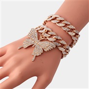 ( Gold Set in drill Two piece suit Bracelet)occidental style exaggerating personality diamond butterfly bracelet  all-P
