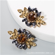 ( Brown)fashion occidental style exaggerating multilayer Alloy Rhinestone glass diamond diamond earrings woman super fu