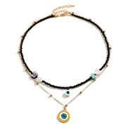 ( black)Korea wind color beads chain mash up necklace temperament natural Pearl eyes pendant multilayer clavicle chain