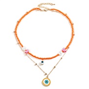 ( Orange)Korea wind color beads chain mash up necklace temperament natural Pearl eyes pendant multilayer clavicle chain