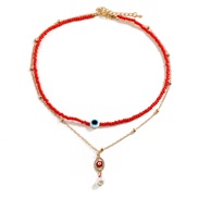( red)Bohemia fashion beads necklace color beads eyes pendant Pearl clavicle chain multilayer