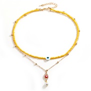 ( yellow)Bohemia fashion beads necklace color beads eyes pendant Pearl clavicle chain multilayer