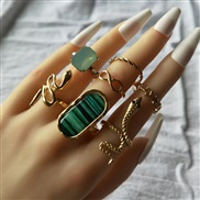 occidental style fashion animal snake ring Word embed gem ring