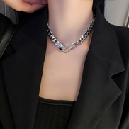 Korea geometry wind chain necklace woman mosaic animal snake clavicle chain