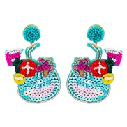 ( blue)Bohemia ear stud awaii fruits beads sequin beads handmade earrings woman