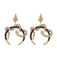 UR occidental style style creative Moon snake ear stud diamond earrings personality woman