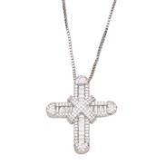 ( Silver)occidental style personality cross pendant samll fully-jewelled zircon man woman same style lovers necklacenkb