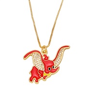 ( red)lovely cartoon elephant necklace occidental style creative personality color enamel diamond samll pendant clavicl