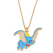 ( blue)lovely cartoon elephant necklace occidental style creative personality color enamel diamond samll pendant clavic