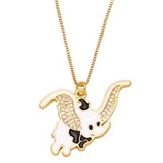 ( white)lovely cartoon elephant necklace occidental style creative personality color enamel diamond samll pendant clavi