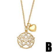 (B)occidental style WordO necklace samll hollow star love Double pendant clavicle chainnkb
