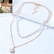 Korean style fashion concise all-Purpose Pearl Double layer personality woman necklace