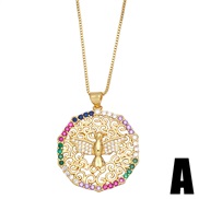 (A) colorful diamond hollow love necklace woman occidental style samll clavicle chainnkb