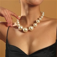 ( white)occidental style trend exaggerating long style high Pearl necklace woman  creative geometry personality