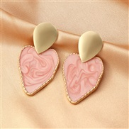 (EZ fense)occidental style fashion trend Alloy enamel geometry love earrings woman small fresh woman earrings