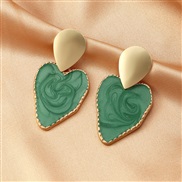 (EZ lvse)occidental style fashion trend Alloy enamel geometry love earrings woman small fresh woman earrings