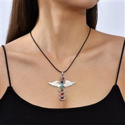 occidental style exaggerating geometry personality natural angel wings necklace woman ins trend cross