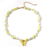 ( yellow) candy colors butterfly pendant short necklace  spring summer all-Purpose color natural beads clavicle chain n