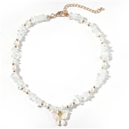 ( white) candy colors butterfly pendant short necklace  spring summer all-Purpose color natural beads clavicle chain new