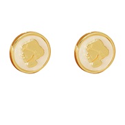 ( whiteKCgold )fashion retro wind temperament elegant all-Purpose Style earrings  Japan and Korea Metal Coin head earri